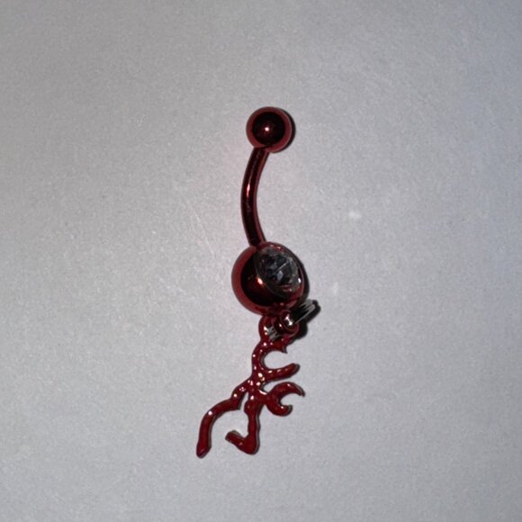 Red Titanium Browning Dangle Belly Ring - Picture 2 of 6